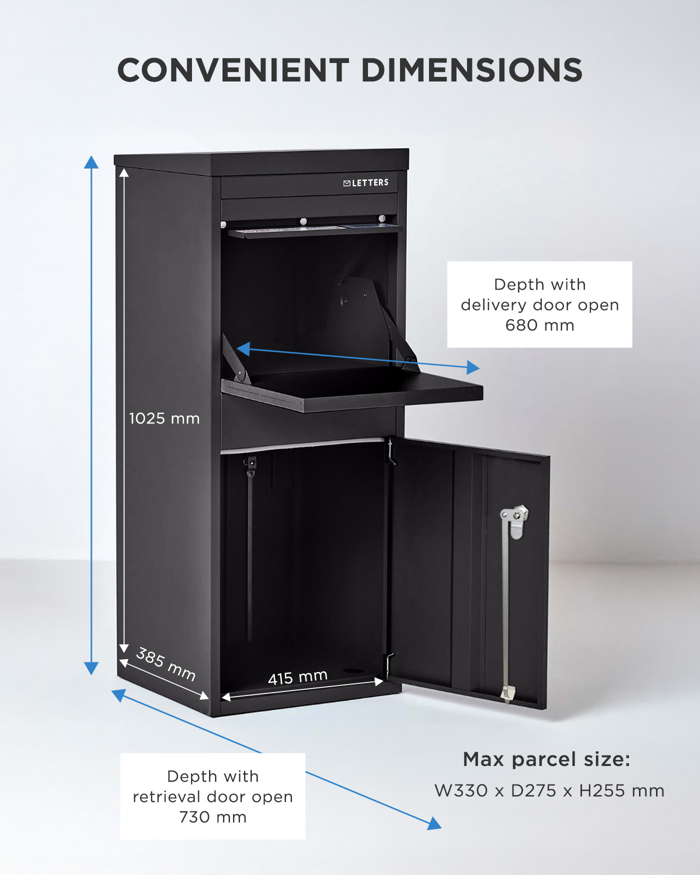新品SECOND LAB ボックス4個セットNYC MAIL BOX Large Front & Rear Access Black Smart Parcel Box