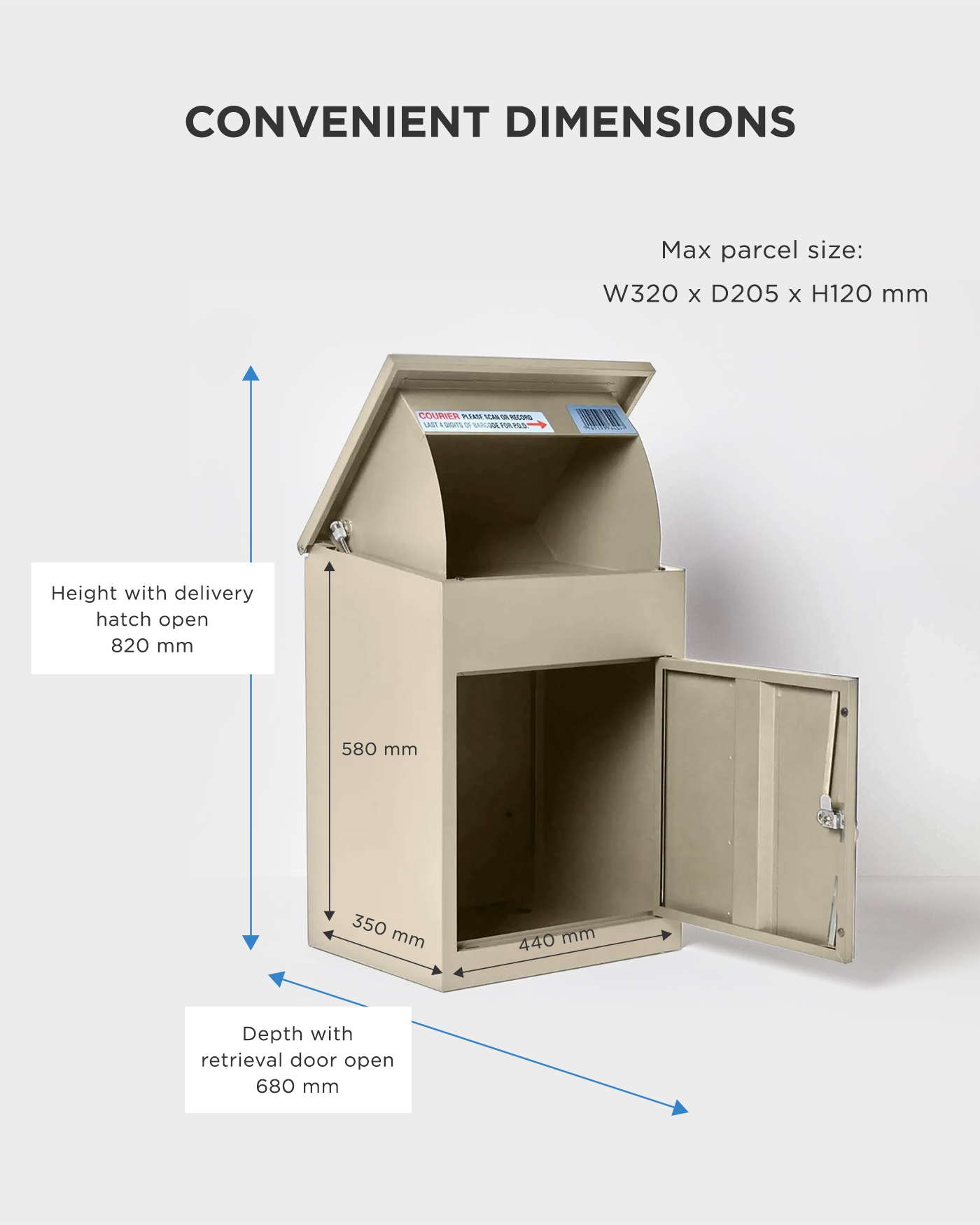 Medium Front Access Cream Smart Parcel Box